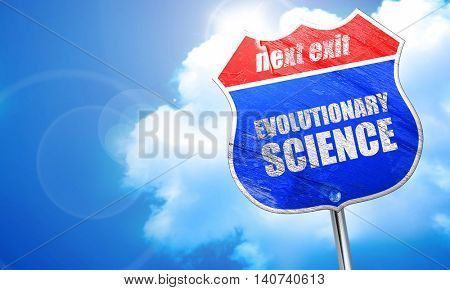 evolutionary science, 3D rendering, blue street sign