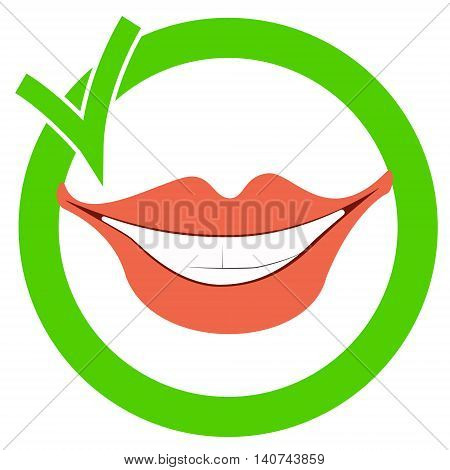 A healthy smile in green mound with a check mark , a sign of approval