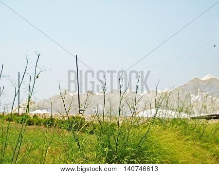 Saline of Ses Salines Majorca Spain - blue sky