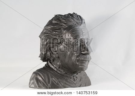 3D printed Albert Einstein Bust in metallic look
