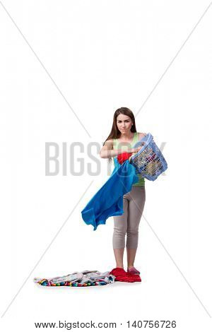 Woman feeling sressed after doing dirty laundry