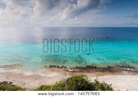 A landmark location on Bonaire for snorkeling Dutch Сaribbean Island.