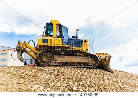 Yellow Bulldozer On Tracks
