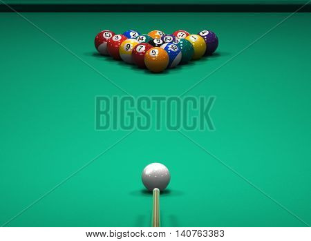 American Pool billiard game. 3d illustration