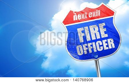 fire officer, 3D rendering, blue street sign