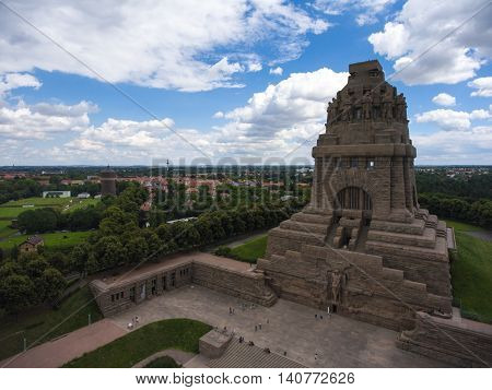 Battle of nations monument in Leipzig, Germany aerial view