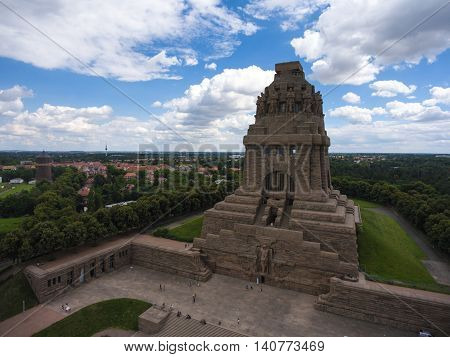 Battle of nations monument in Leipzig, Germany aerial view