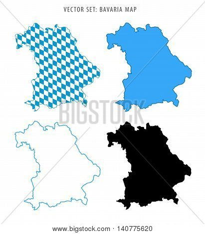 Bavaria Map Vector Set blue Oktoberfest Germany