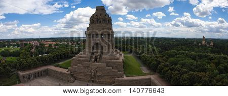 Battle of nations monument in Leipzig, Germany aerial view