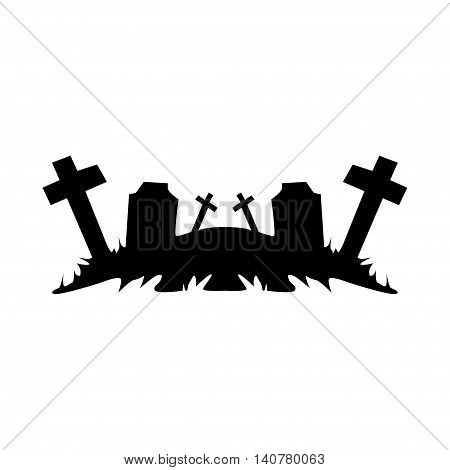 Cemetery ruins. Objects in black on a white background
