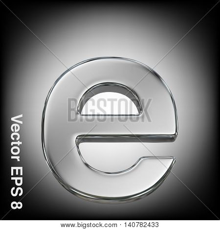 Vector letter e from metal alphabet. Lovercase metal font collection. EPS 8