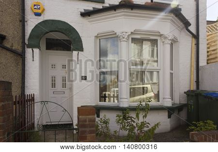 LONDON, UNITED KINGDOM - SEPTEMBER 12 2015: Traditional British houses facade in the suburbs of Woolwich London
