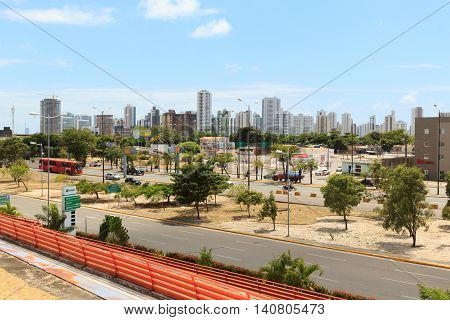 RECIFE PERNAMBUCO/BRAZIL- October 28: Panoramic view of buildings hotels near airport of Recife on October 28 2015 in Recife Brazil