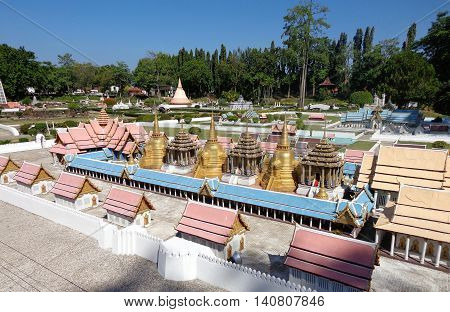 PATTAYA THAILAND 18 DEC 2013 Mini Siam is a famous miniature park attraction.
