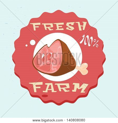 Pork Lad Pig Meat Eco Fresh Farm Logo Flat Vector Illustration