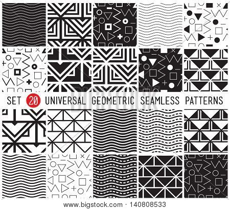 Universal set vector seamless patterns. Modern stylish texture. Repeating geometric tiles with classic linear elements