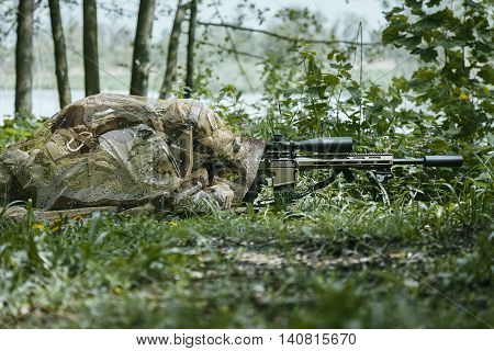 Green Berets US Army Special Forces Group sniper in action