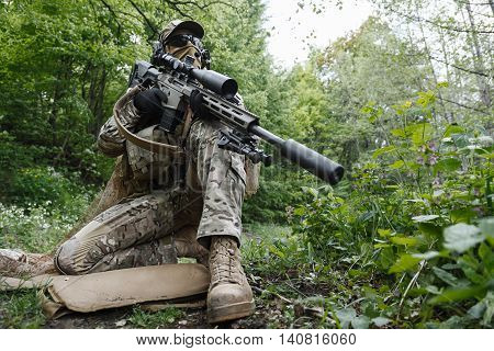 Green Berets US Army Special Forces Group sniper in action