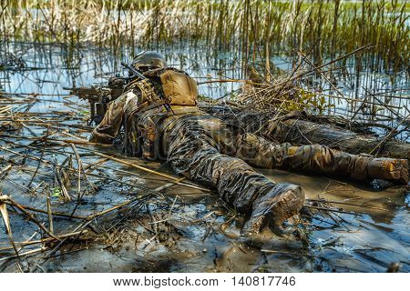 Green Berets US Army Special Forces Group soldier in action