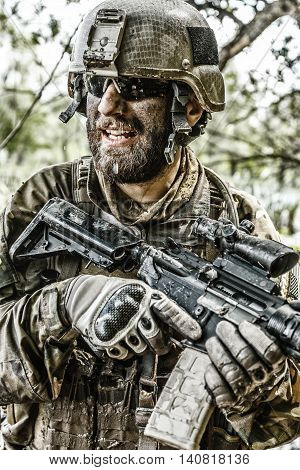 Green Berets US Army Special Forces Group soldier in action