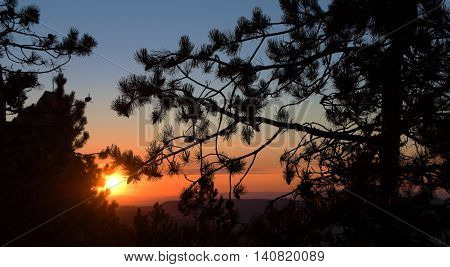 Orange Sunrise In Austria Mountains In Summer Time
