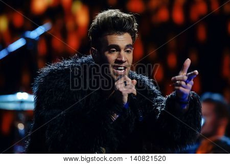 NEW  YORK-NOV 13: Zac Barnett of American Authors performs on stage during VH1's 2nd Annual 'You Oughta Know Live In Concert' 2014 at Hammerstein Ballroom on November 13, 2014 in New York City.