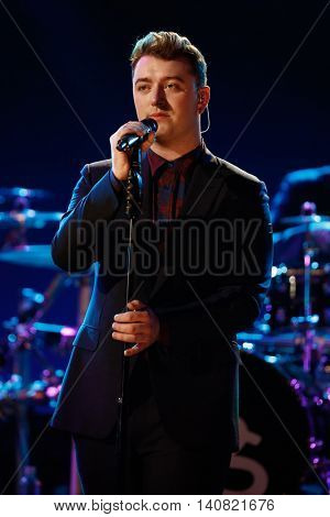 NEW  YORK-NOV 13: Singer Sam Smith performs on stage during VH1's 2nd Annual 'You Oughta Know Live In Concert' 2014 at Hammerstein Ballroom on November 13, 2014 in New York City.