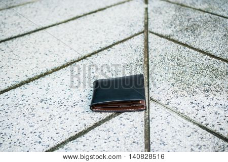 Lost wallet on the street, lost leather purce