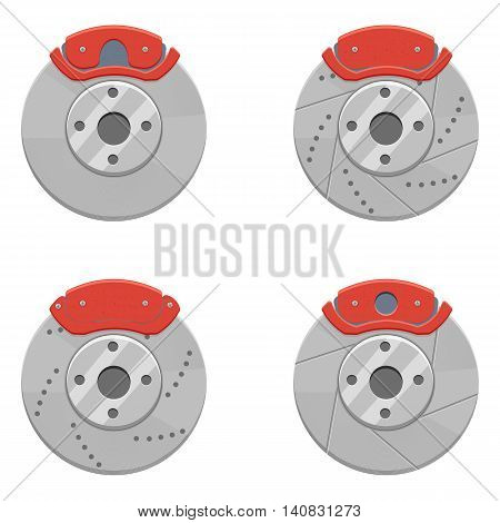 Car Brake set vector illustration isolated on a white background