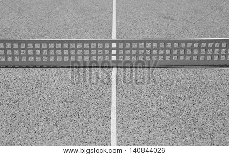 long net on the ping pong table with no players