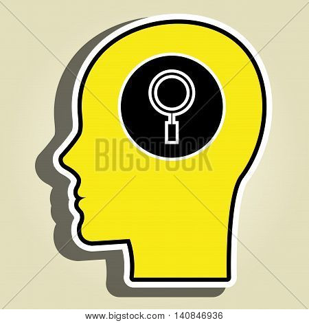 silhouette head search glass vector illustration grphic