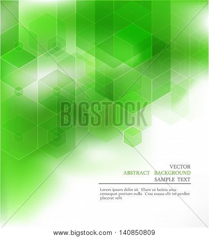Vector Abstract geometric background. Template brochure design. Green hexagon shape