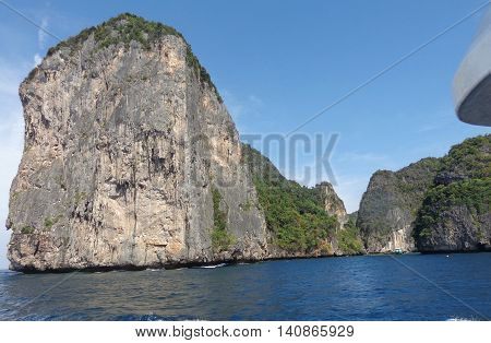 Thailand Phuket 14 DEC 2013 view from the maya beach at phi phi leh island thailand