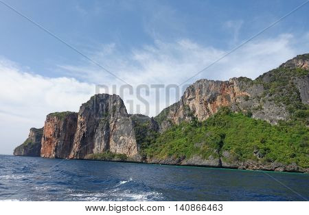 Thailand Phuket 14 DEC 2013 view from the maya beach at phi phi leh island thailand