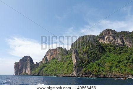Thailand Phuket 14 DEC 2013 view from the maya beach at phi phi leh island thailand