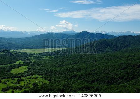 Mountain landscape forest sky summer during the day