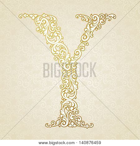 Gold Font Type Letter Y, Uppercase.