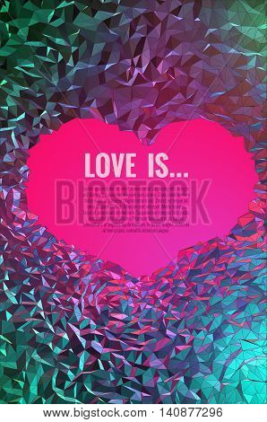 Low poly abstract art background light of love at the end of cave