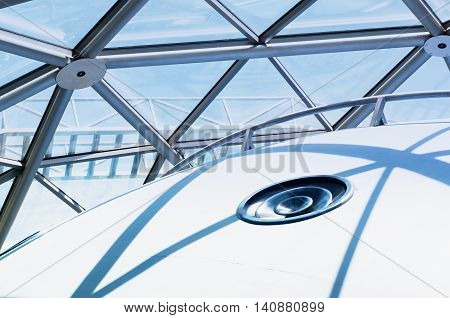 A detail of a dome of a modern building.