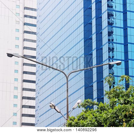 modern Lantern and skyscrapers in the city