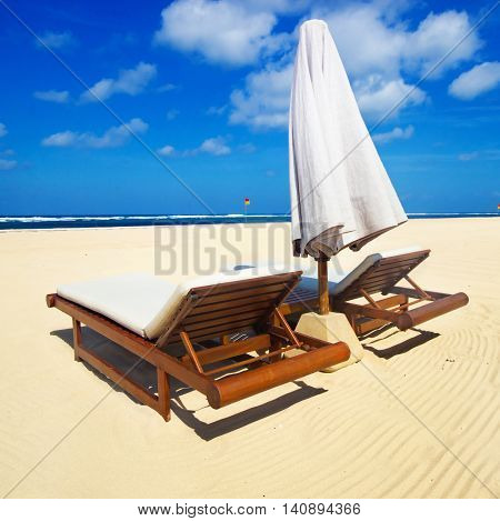 chairs on the beach beautiful summer Resort
