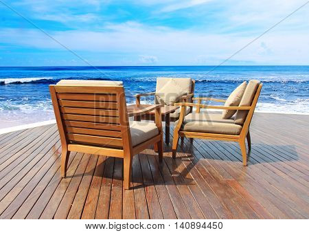 outdoor restaurant cafe with views of sea