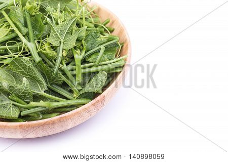 Fresh Green Chayote Leaf Isolated On White Background