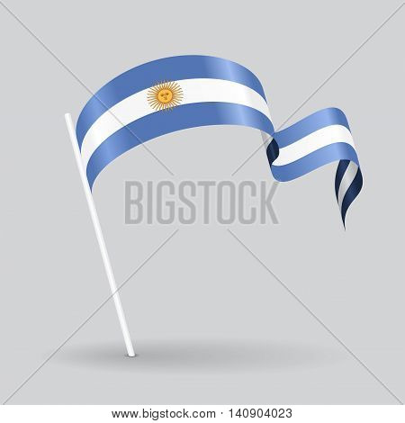 Argentinean pin icon wavy flag. Vector illustration.