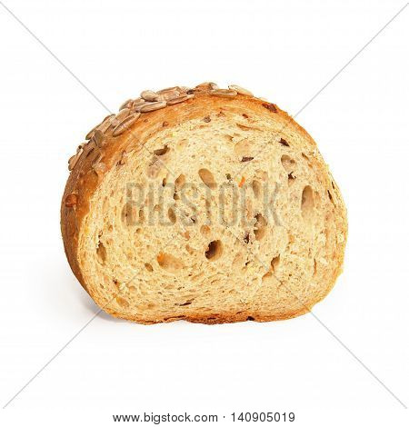 brown bread with bran isolated on white background
