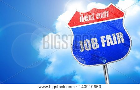 job fair, 3D rendering, blue street sign