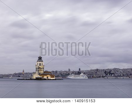 Maiden's Tower at Istanbul bosphorus in Turkey