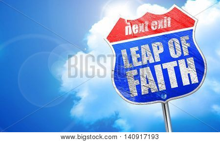 leap of faith, 3D rendering, blue street sign