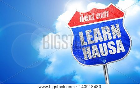 learn hausa, 3D rendering, blue street sign