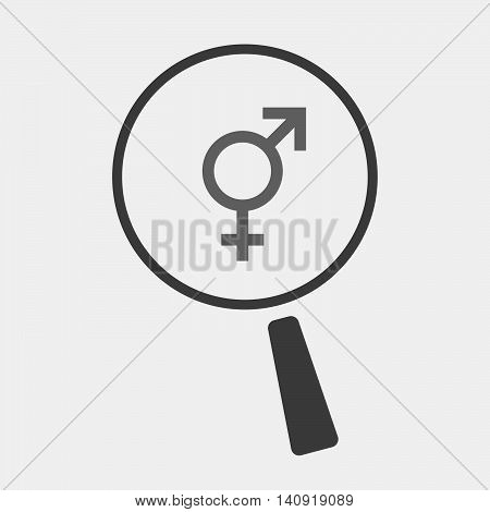 Isolated Magnifier Icon With A Bigender Symbol